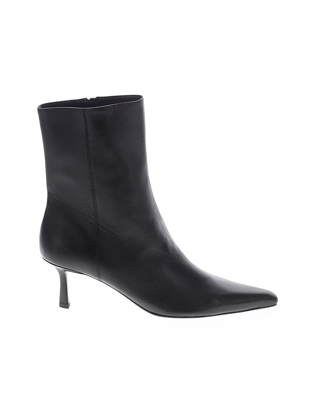 TONY BIANCO Black Leather Pointed Toe Kitten Heel Ankle Boots Size 10